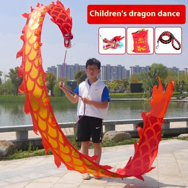 <ul> <li><strong>Colorful & Lightweight:</strong> Featuring vibrant beige and red colors, made from high-quality cloth for easy handling.</li> <li><strong>Educational & Fun:</strong> Perfect for teaching children about Chinese cultural traditions through play and dance.</li> <li><strong>Convenient & Portable:</strong> Includes a dragon head, rope, and backpack for easy transport and storage.</li> </ul>